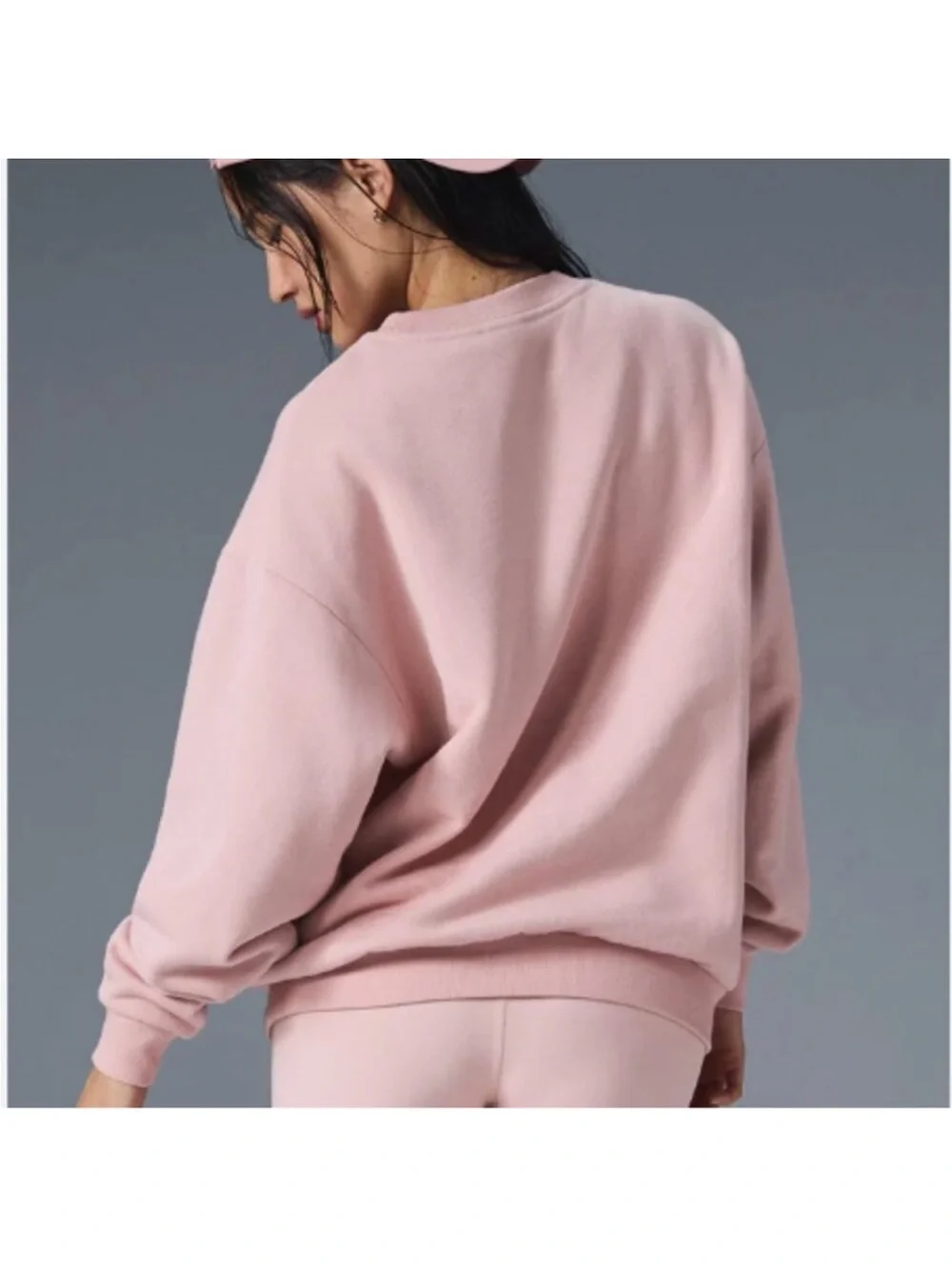 Alo Yoga Accolade Oversized Crew Neck Pullover Sweatshirt Ballet Pink Sz S 4-6